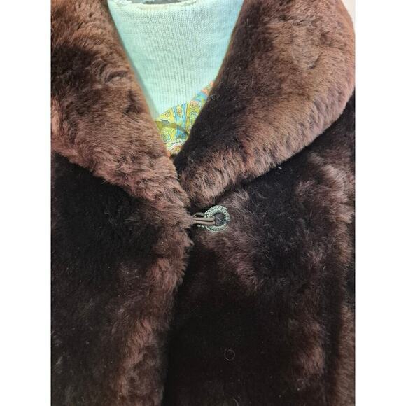 Vintage Kerrybrooke 1960s faux fur womens coat dark brown soft size medium - Picture 4 of 8